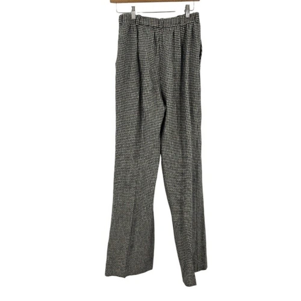 Laurence Bras Pants Black White Wool Houndstooth High Waist Wide Leg Trouser 0